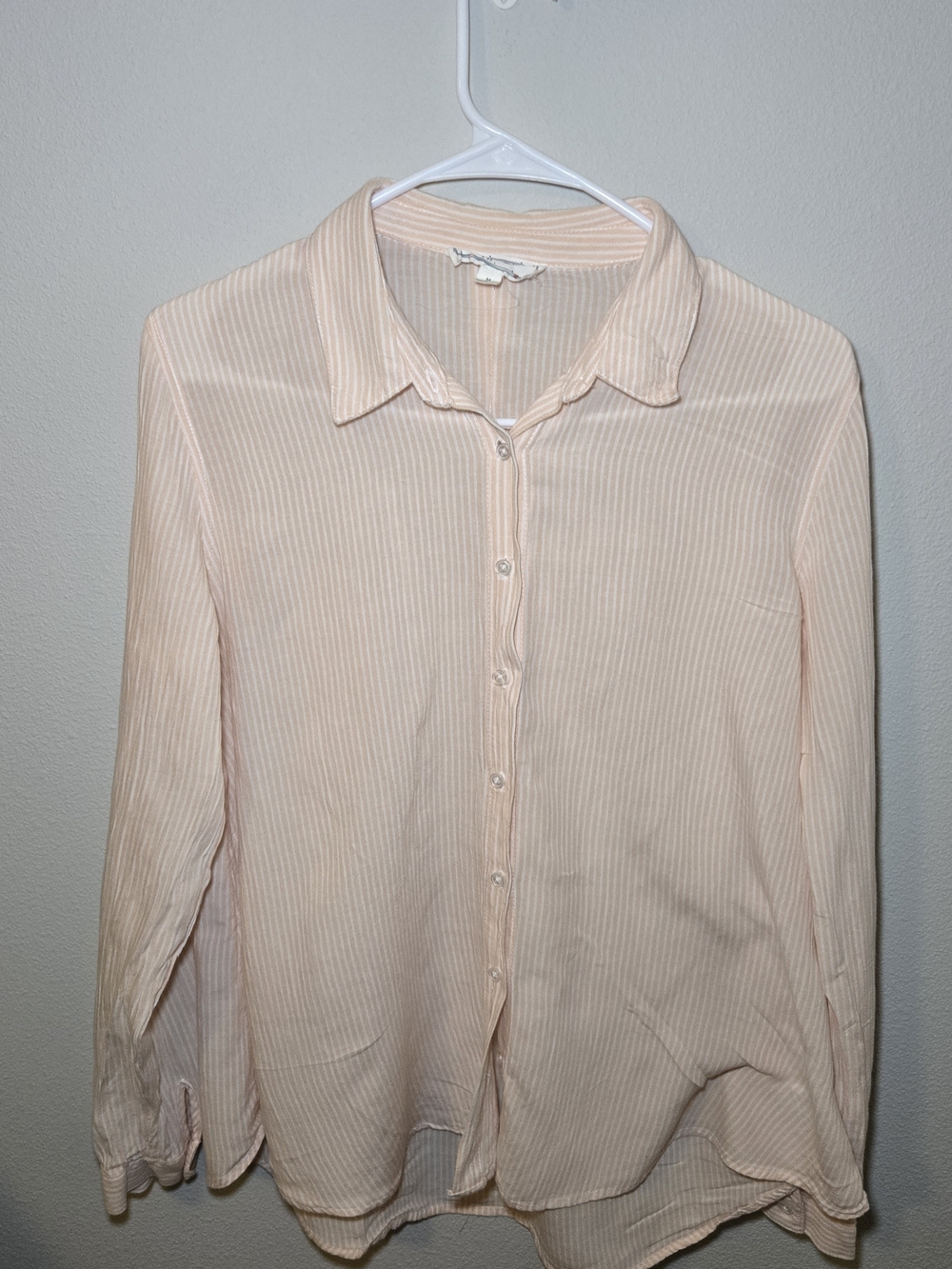 Hippie Rose Peach And White Striped Button-Up Blouse
